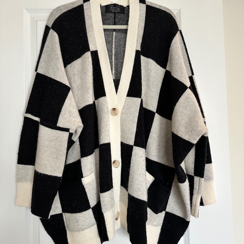 Dressed in LALA Love You Oversized Checkerboard Cardigan | Sz Large